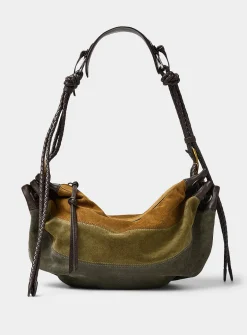 Maia three-colour suede shoulder bag