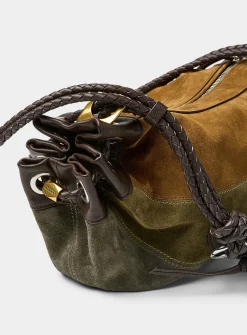 Maia three-colour suede shoulder bag