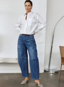 Malia Medium-indigo barrel jean