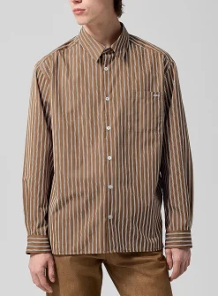 Malo vertical stripes brown shirt