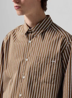 Malo vertical stripes brown shirt