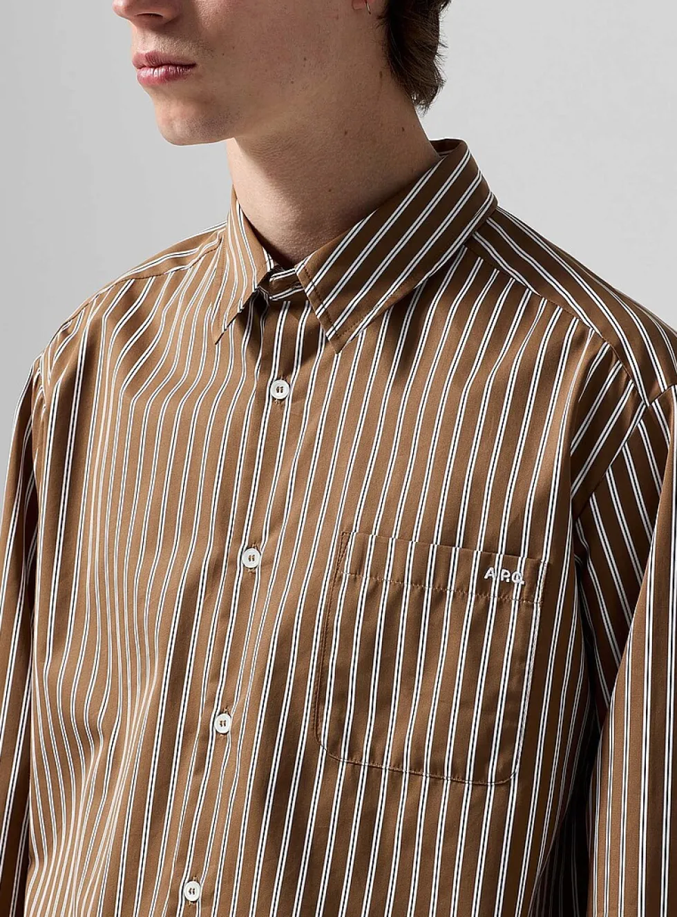 Malo vertical stripes brown shirt