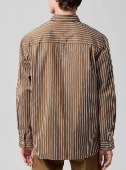 Malo vertical stripes brown shirt
