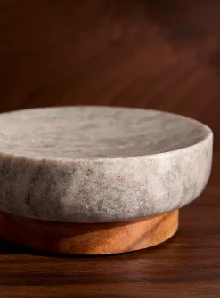 Marble and wood soap dish