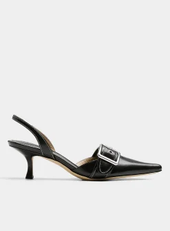 Margot buckle leather slingback pumps