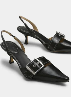 Margot buckle leather slingback pumps