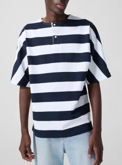 Marinière oversized striped Henley T-shirt