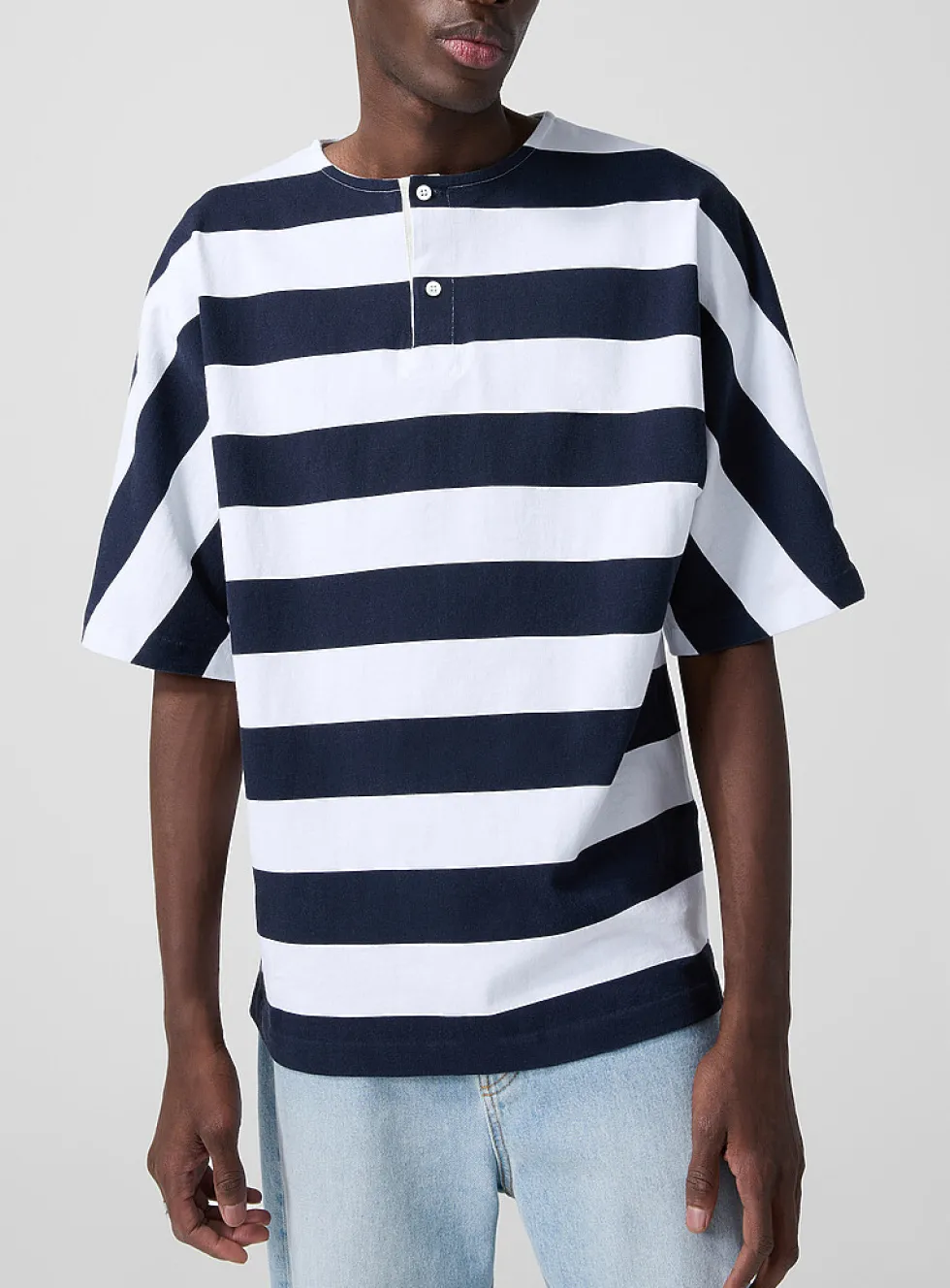 Marinière oversized striped Henley T-shirt