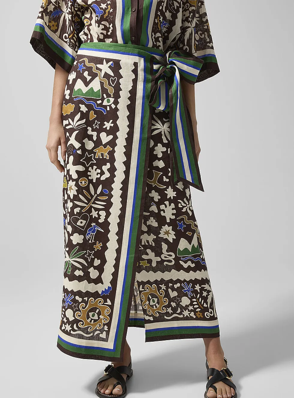 Maroc organic shapes pure linen skirt