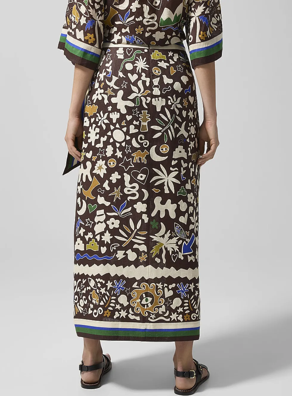 Maroc organic shapes pure linen skirt