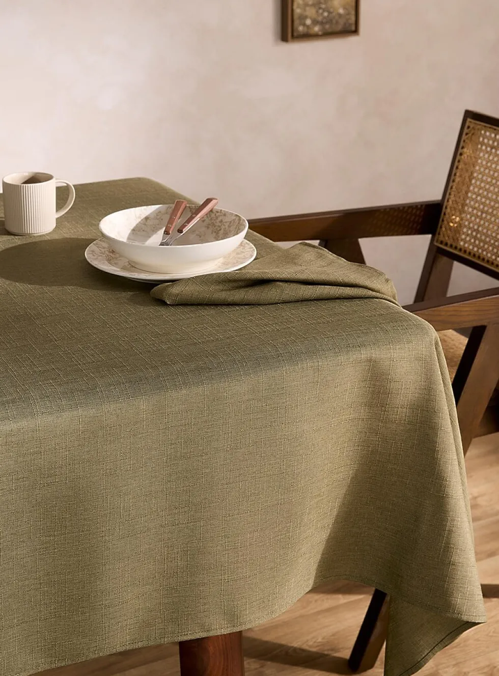 Matcha green jacquard tablecloth