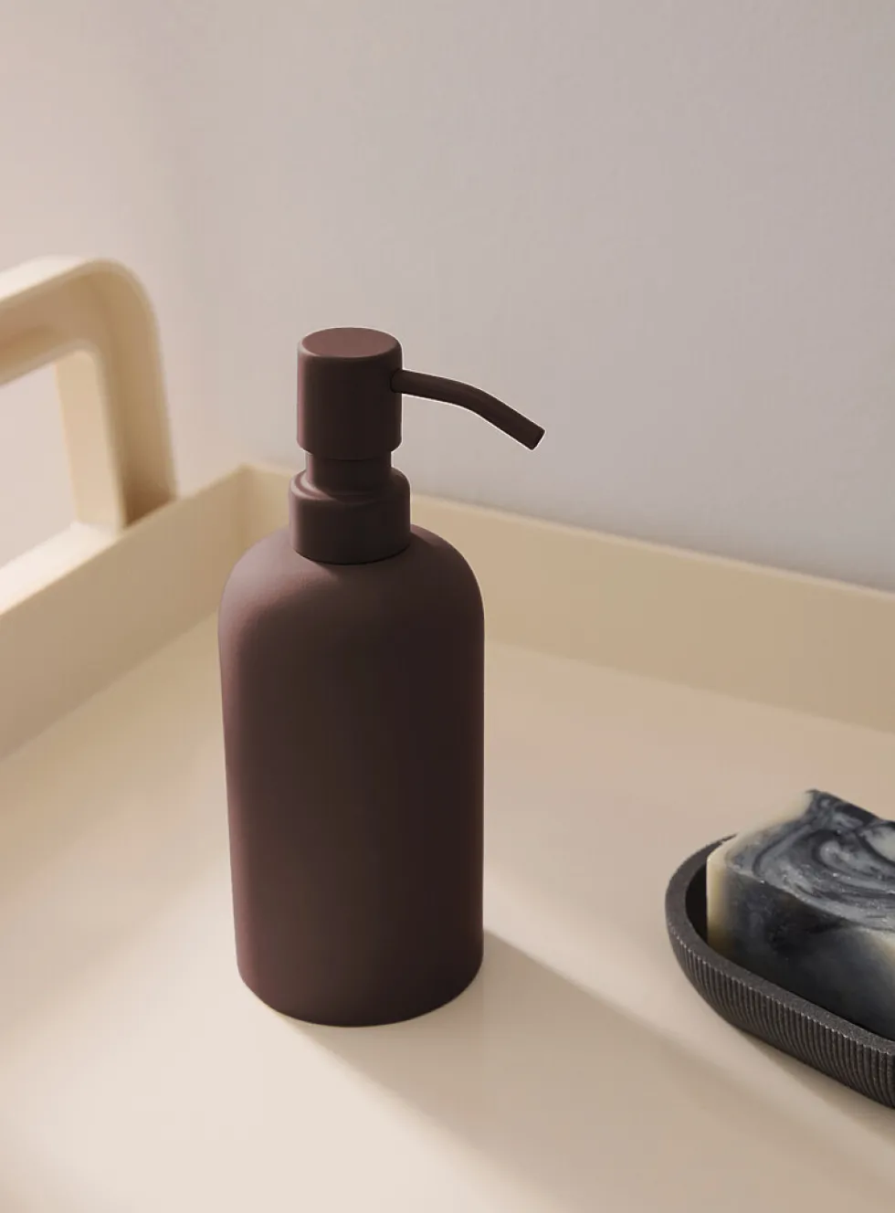 Matte finish soap pump