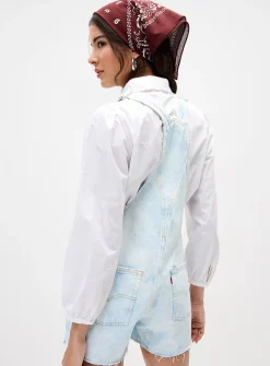 Medium blue denim overalls