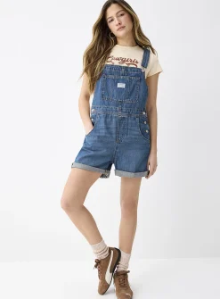 Medium blue denim overalls