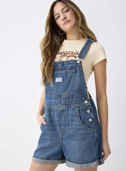 Medium blue denim overalls