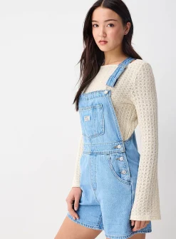Medium blue denim overalls