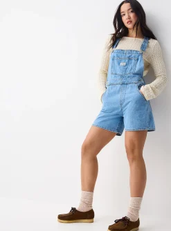 Medium blue denim overalls