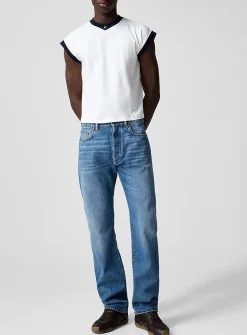 Medium blue straight-leg jean