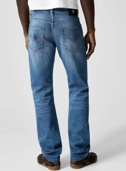 Medium blue straight-leg jean