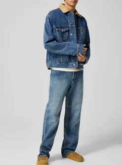 Medium blue straight-leg jean