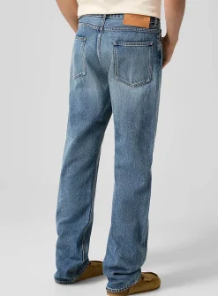 Medium blue straight-leg jean