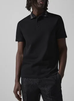 Medusa embroidered collar polo shirt