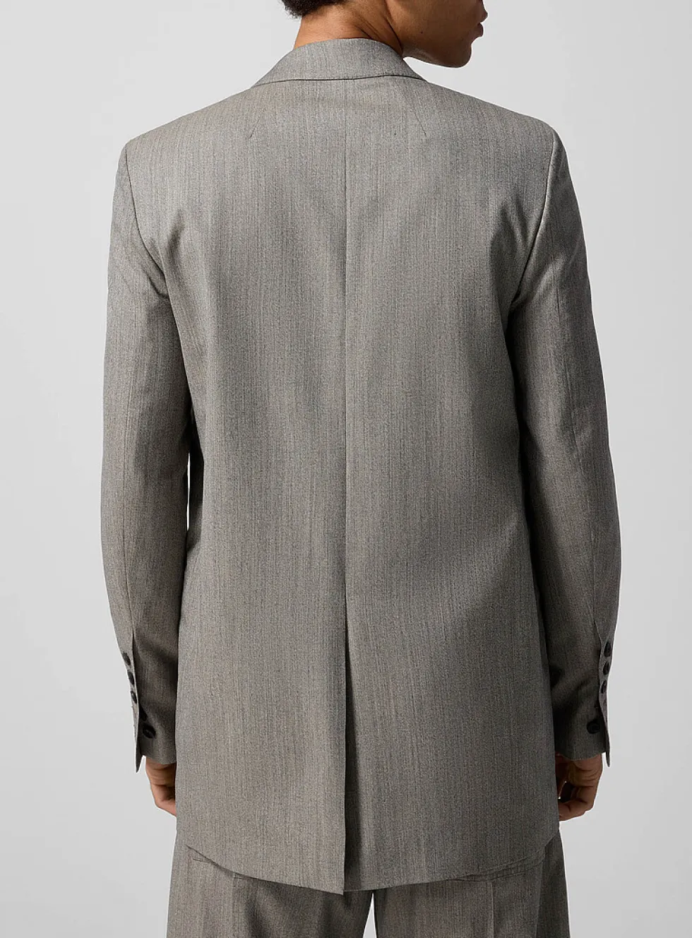 Melange gray elongated pure wool blazer