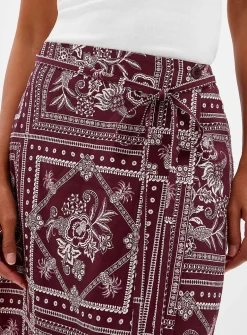 Merlot ceramic-print wrap skirt