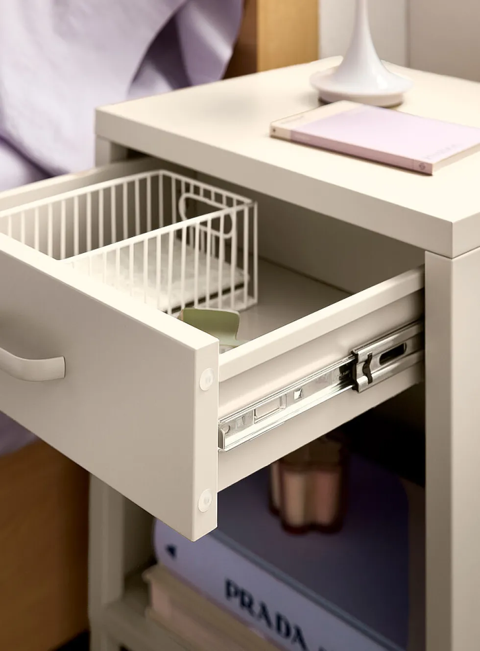 Metal bedside table with legs