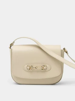 Metal buckle leather saddle bag