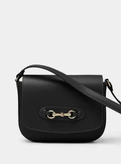 Metal buckle leather saddle bag