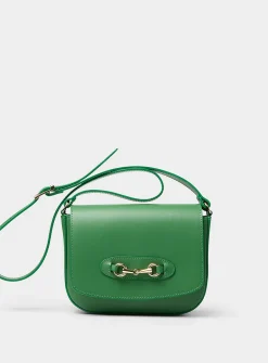 Metal buckle leather saddle bag