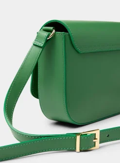 Metal buckle leather saddle bag