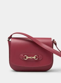 Metal buckle leather saddle bag
