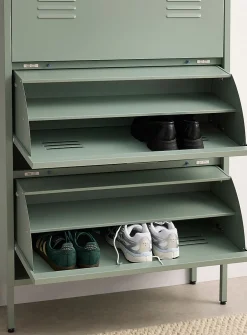 Metal locker-style shoe cabinet