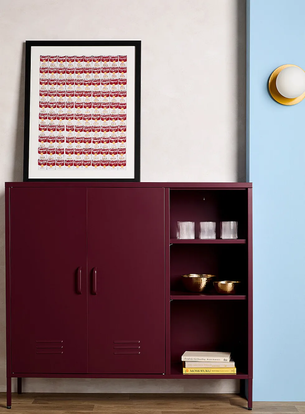 Metal locker-style sideboard