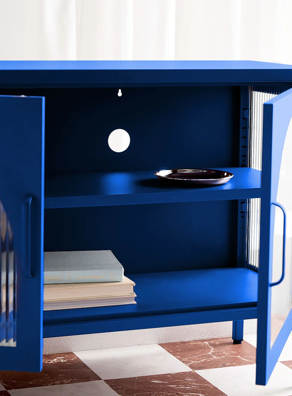 Metal TV unit with doors