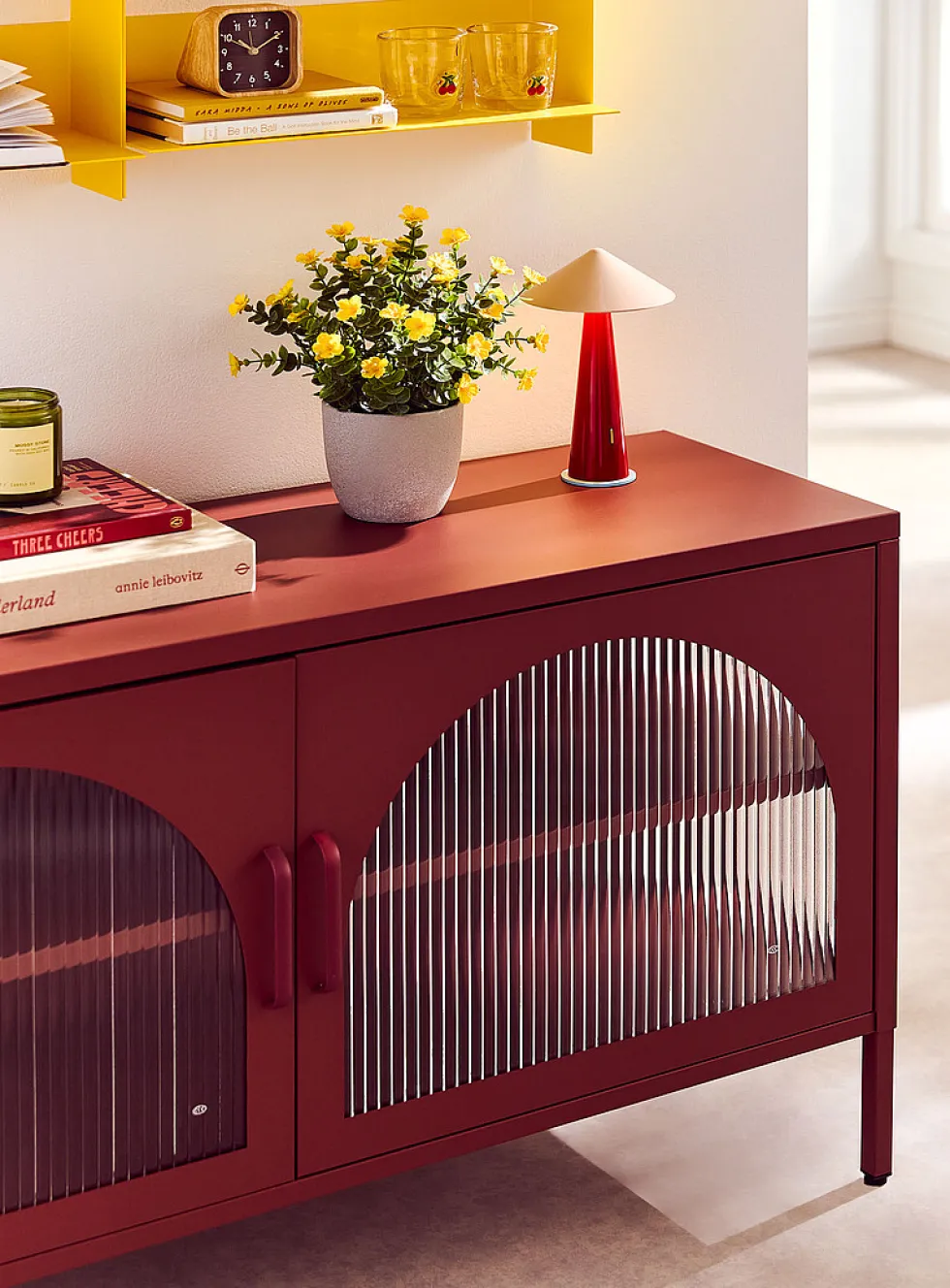 Metal TV unit with doors