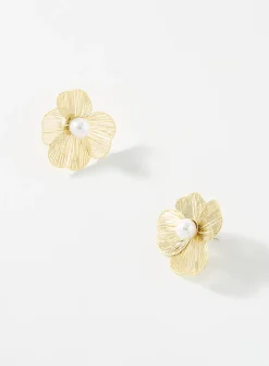 Metallic floral earrings