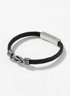 Metallic knot braided leather bracelet