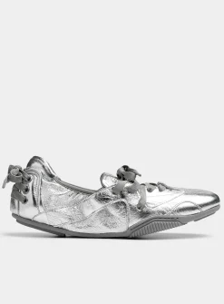 Metallic leather ballet flat sneaker