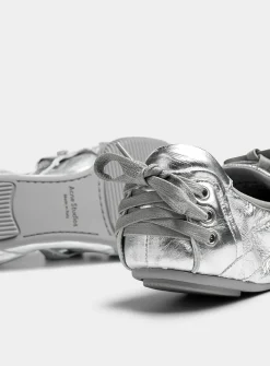Metallic leather ballet flat sneaker