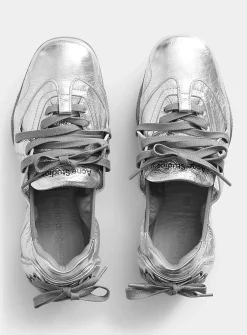 Metallic leather ballet flat sneaker