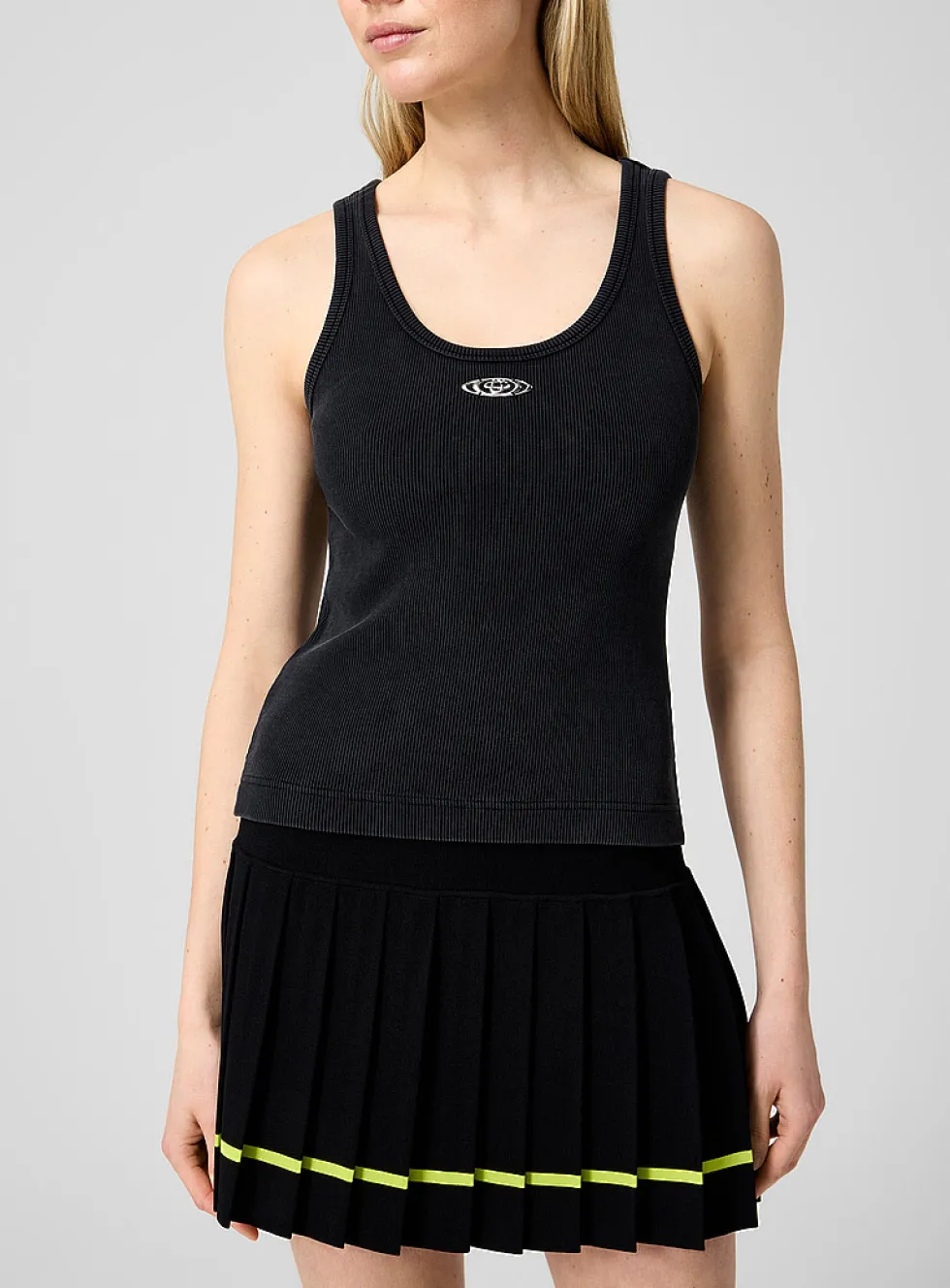 Metallic logo ribbed cami
