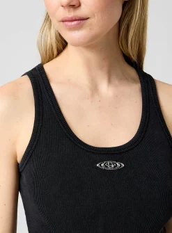 Metallic logo ribbed cami