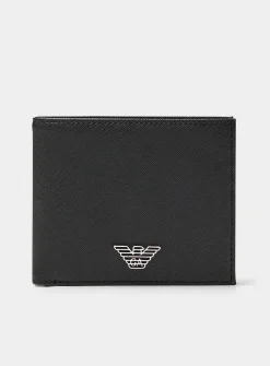 Metallic logo textured canvas wallet