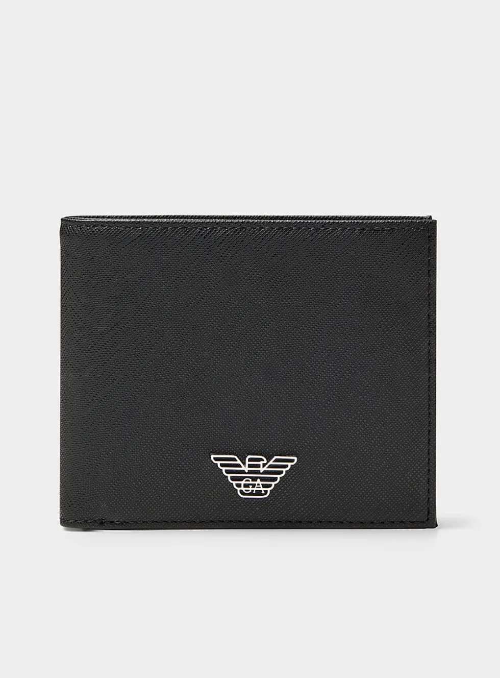 Metallic logo textured canvas wallet