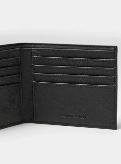 Metallic logo textured canvas wallet
