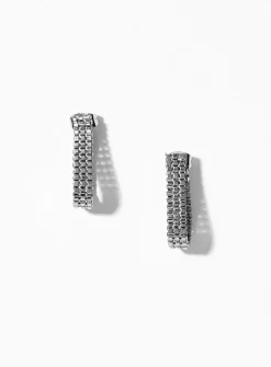 Metallic triple-row earrings