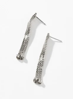 Metallic triple-row earrings